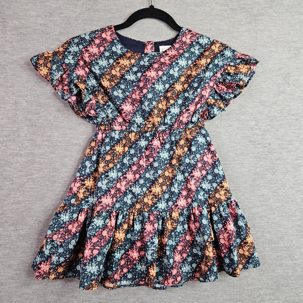 Janie and Jack Girls Dress Size 6 Floral Flutter Sleeve Tiered Party Twirl